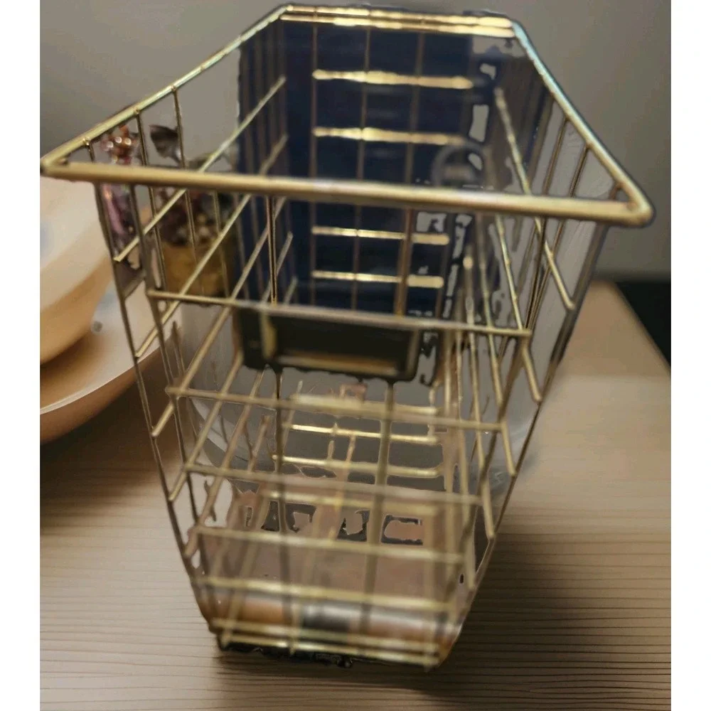 Vintage Brass Goldtone Wire Desktop File Sorter Mail Package MCM Office Organize